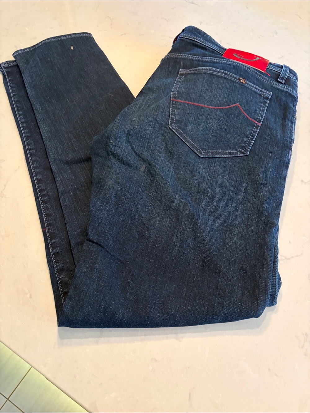 Jacob Cohen Dark Blue Jeans with Red Stitching Detail